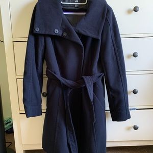 H&M funnel neck navy blue winter coat